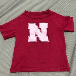 Kids Red Husker Tee with Letter Print